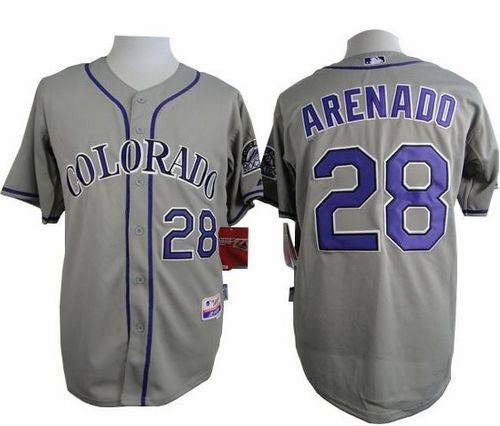 Rockies #28 Nolan Arenado Grey Cool Base Stitched MLB Jersey